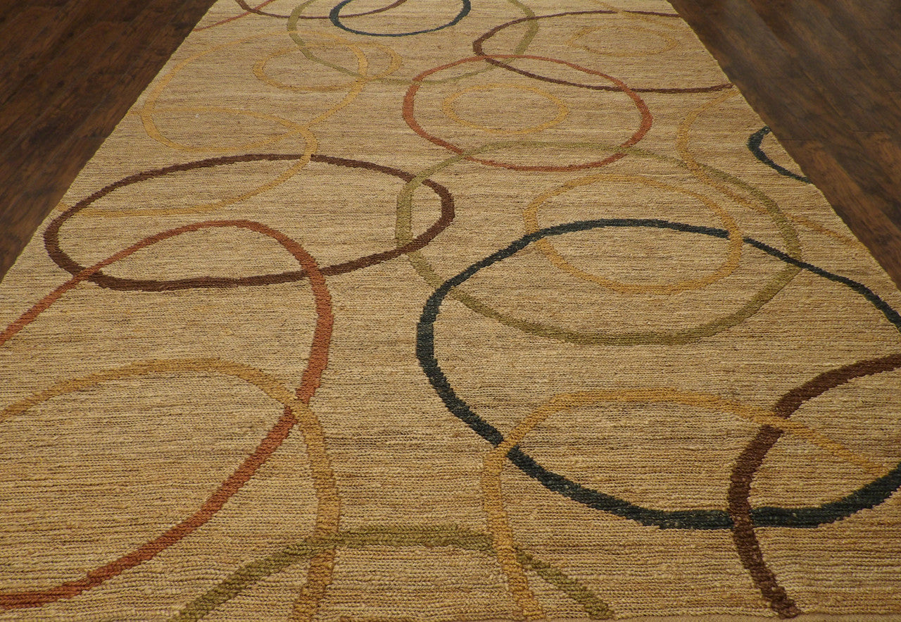 Close-up of wool pile, Brown & Beige rug