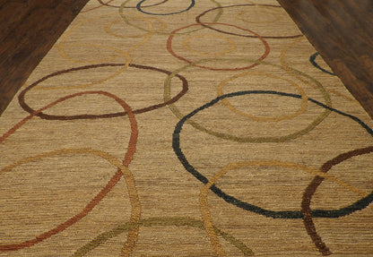 Close-up of wool pile, Brown & Beige rug