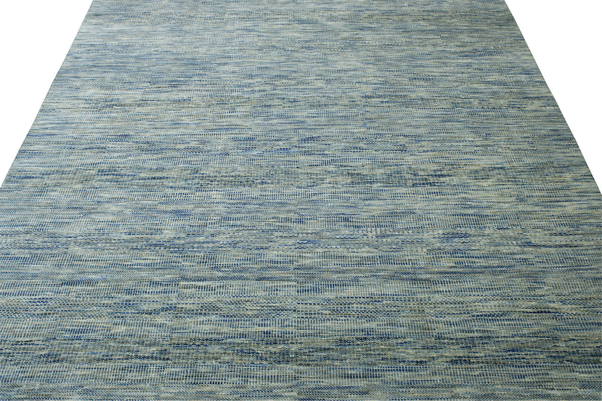 Close-up of wool pile, Blue & Gray rug