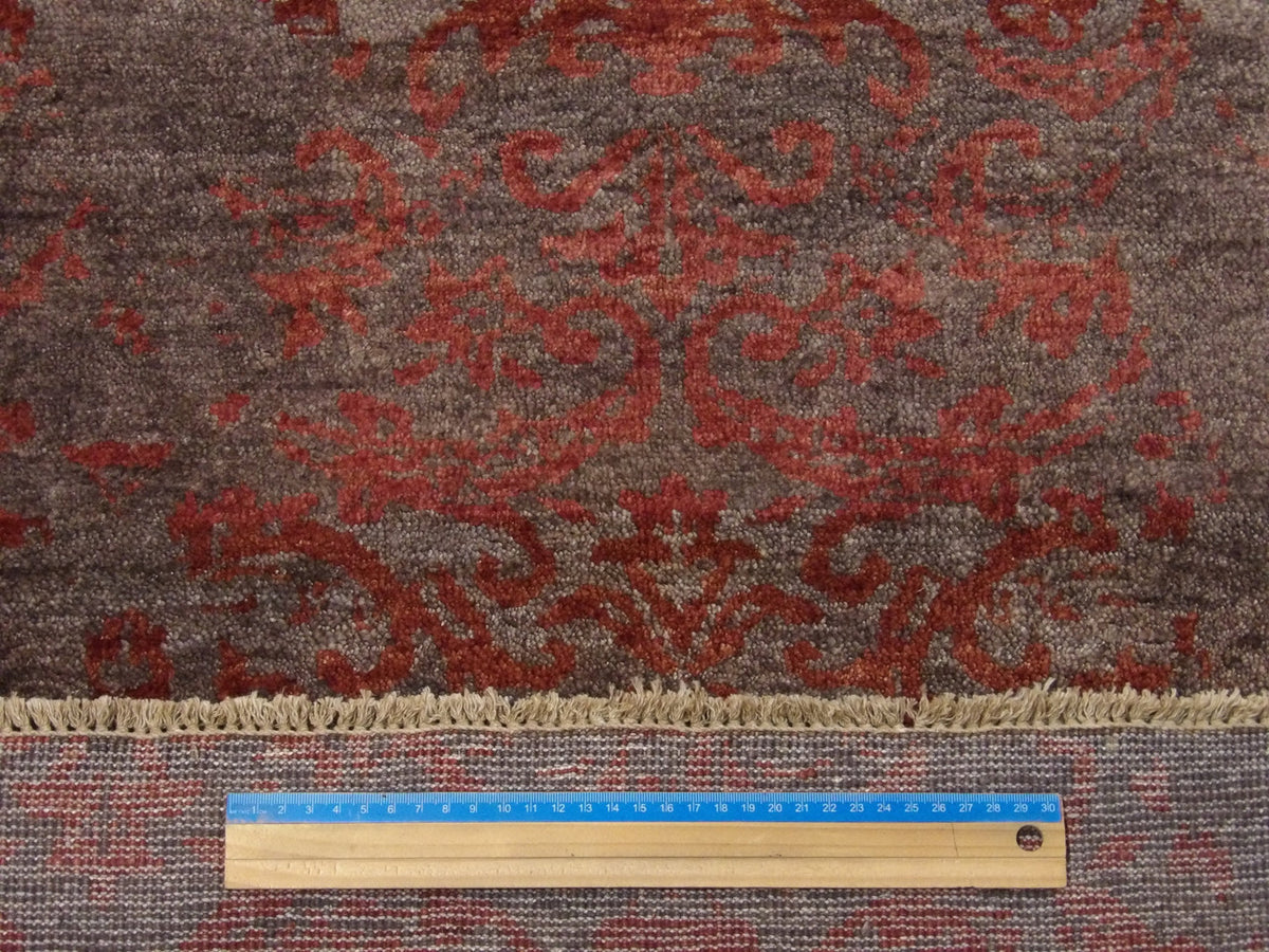 Red Modern Silky Damask rug in room setting