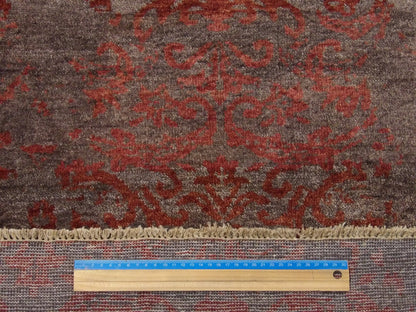 Red Modern Silky Damask rug in room setting