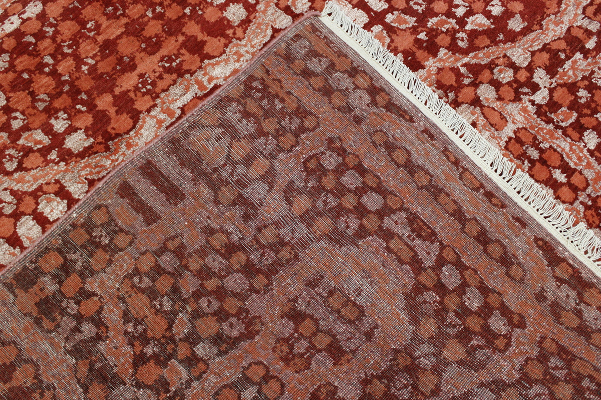 Back of Modern Ikat Design hand-knotted rug