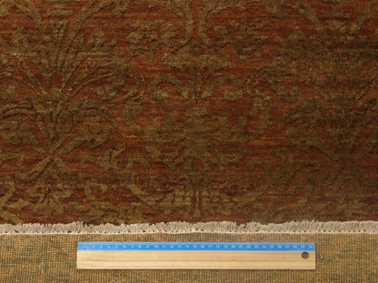 Brown and beige damask runner in hallway setting