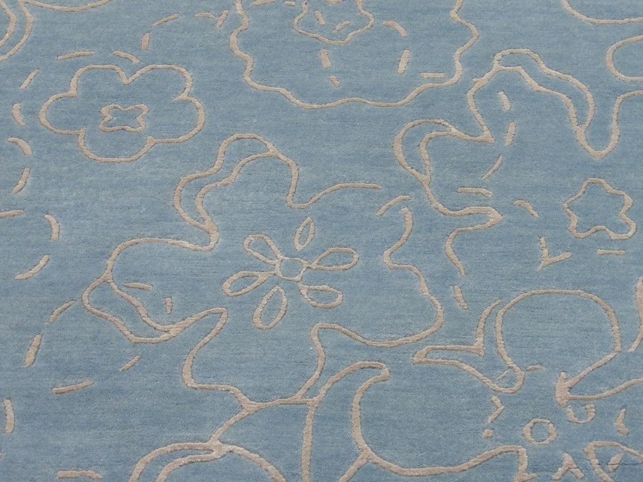 Back of Transitional Rose Design hand-knotted rug