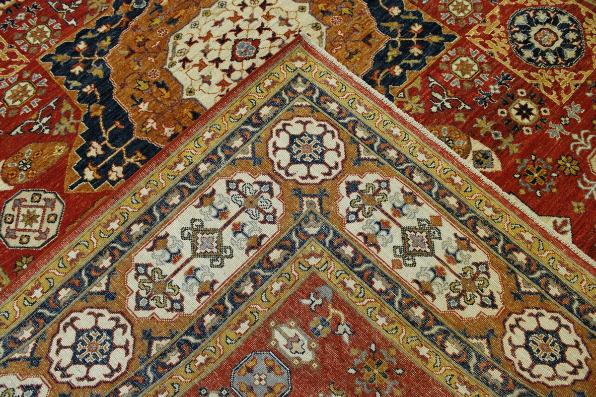 Tribal Vegetable Dye Mamluk hand-knotted wool rug in Brown & Red, full view