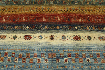 Tribal Khorzin rug border detail