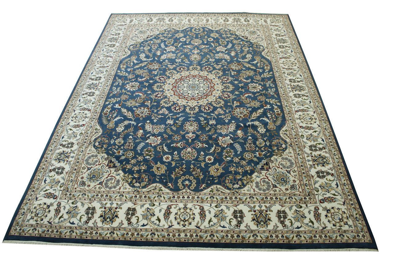 Traditional Fine Qum rug border detail