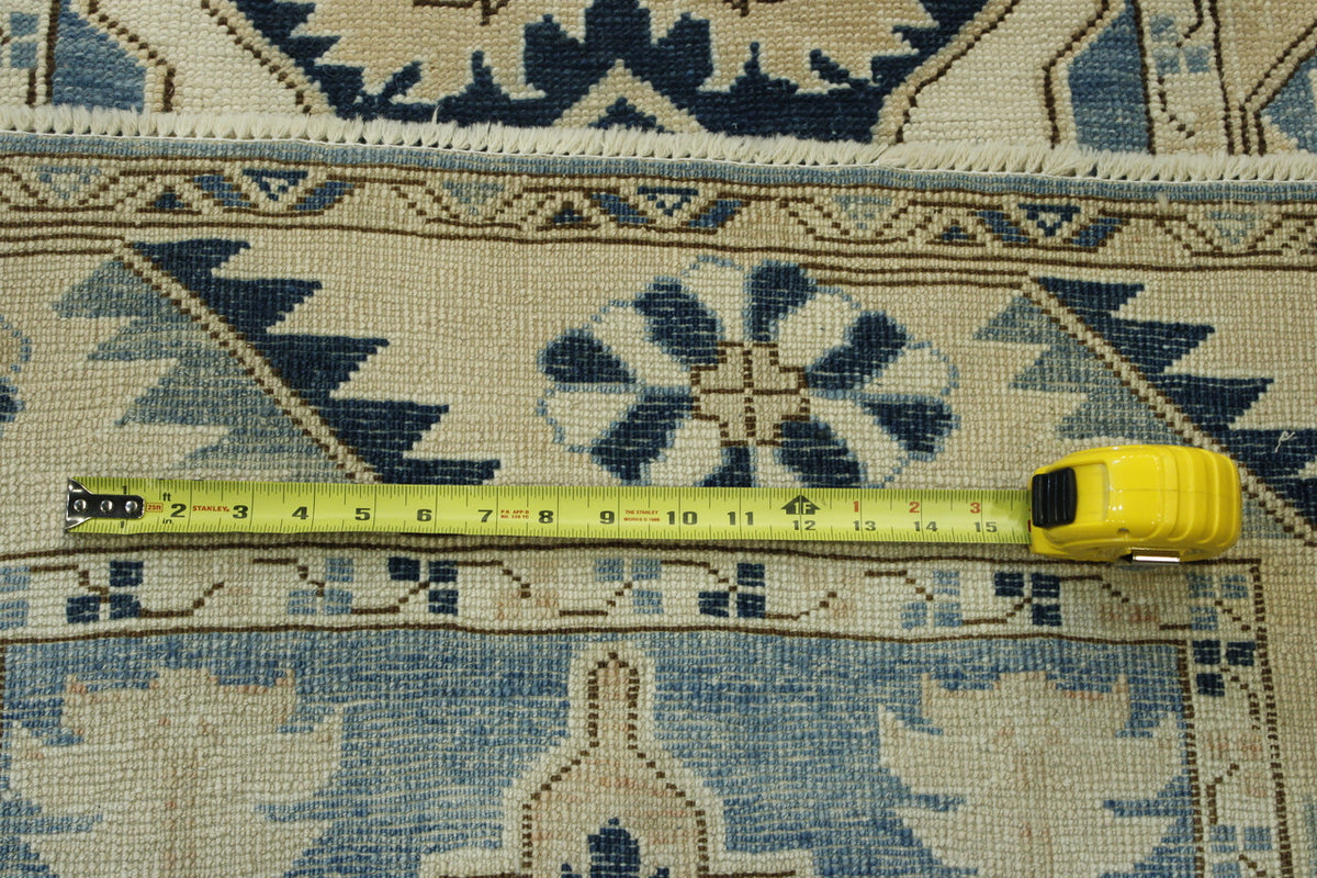 Oushak Wash Chobi hand-knotted wool rug in Blue & Beige, full view