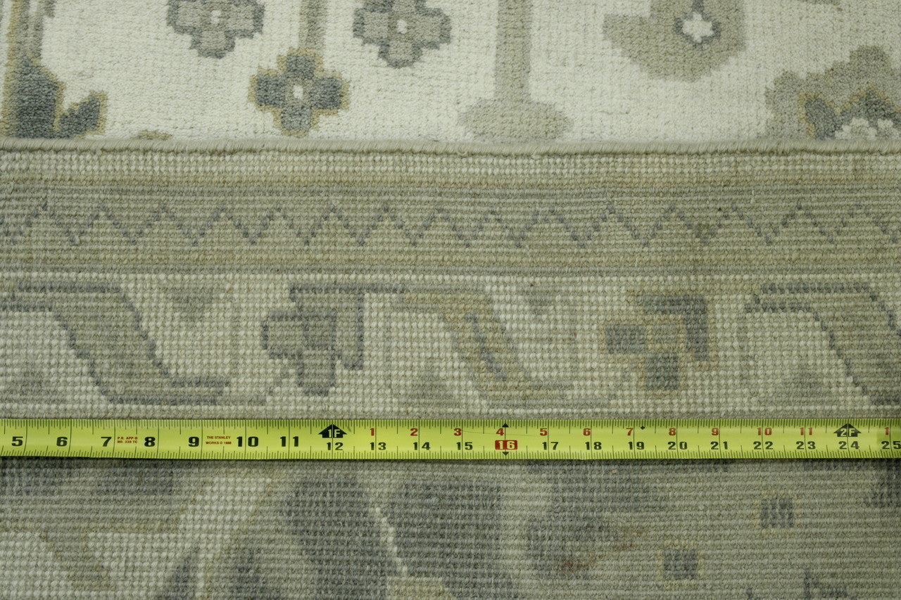 Close-up of wool pile, Green & Beige rug