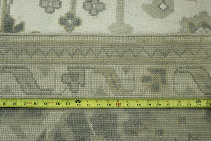 Close-up of wool pile, Green & Beige rug