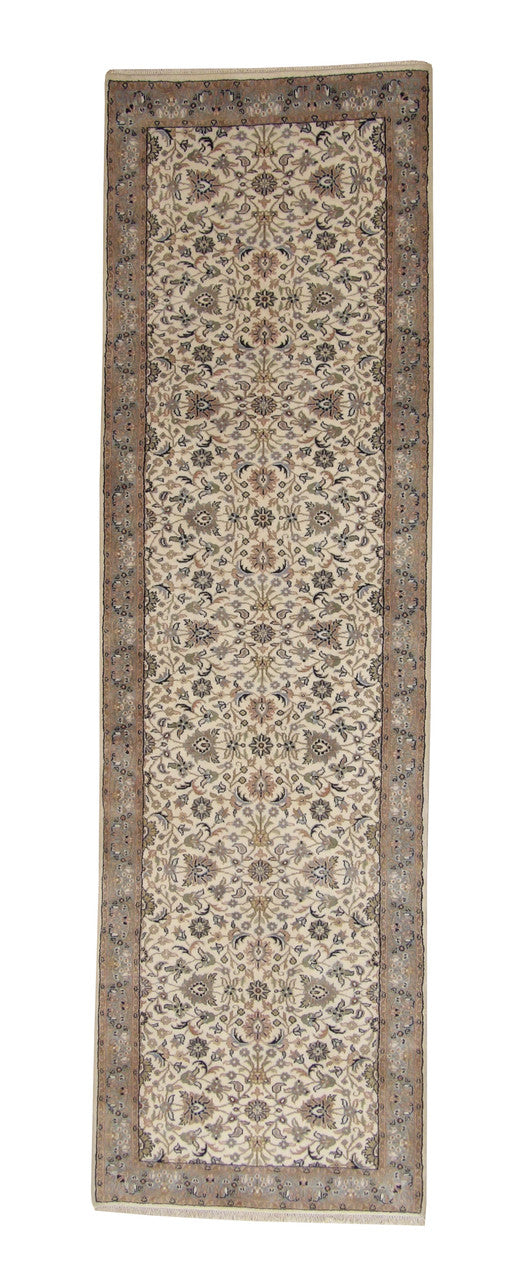 Beige 2'10" x 9'9" Traditional Fine Herati Hand knotted Wool Rug - Sku: w20013