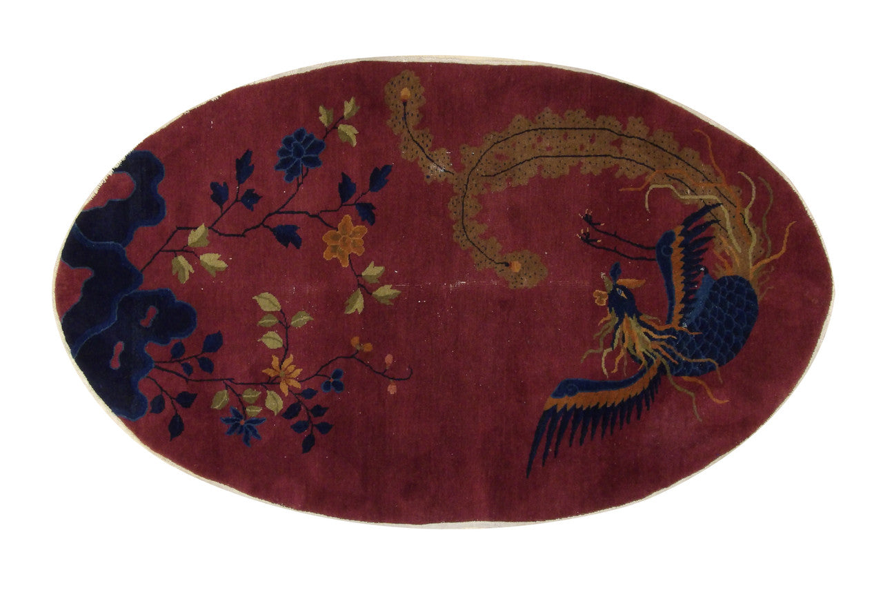 Traditional Antique Nicolson hand-knotted wool rug in Blue & Red, full view