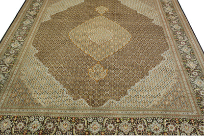 Black & Brown Traditional Mahi Tabriz rug in room setting