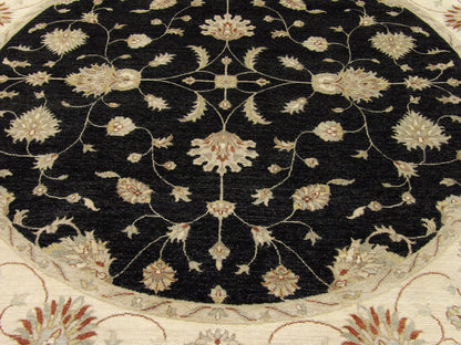 Ziegler Oushak / Peshawar hand-knotted wool rug in Black, 8'0" x 8'0", SKU w509