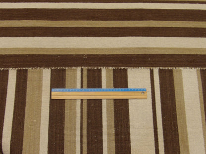 Brown & Beige Coastal Flat Weave Indoor/Outdoor Beach rug in room setting