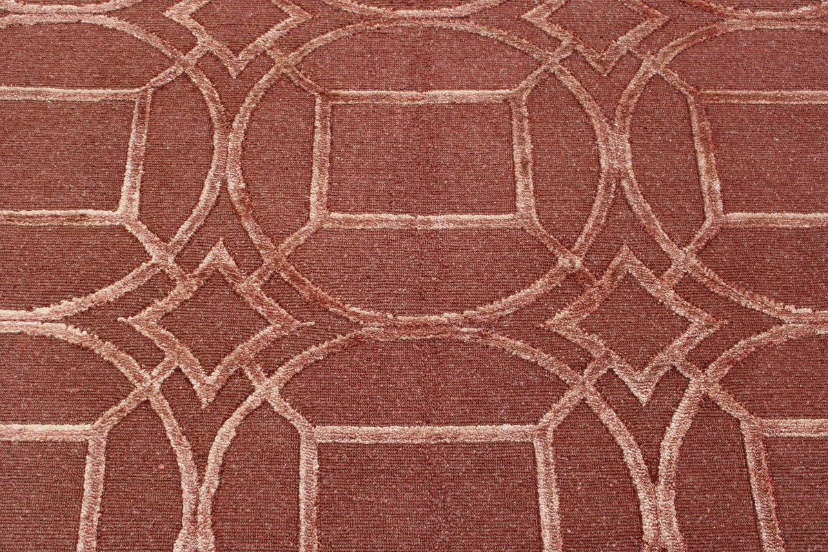 Close-up of wool-silk pile, Pink & White rug
