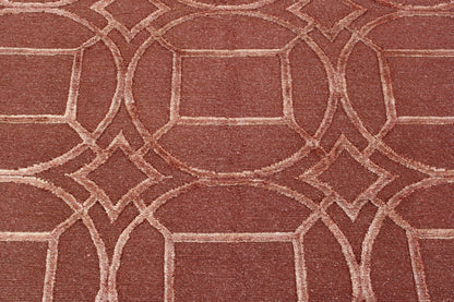 Close-up of wool-silk pile, Pink & White rug