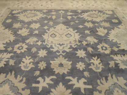 Back of Oushak hand-knotted rug