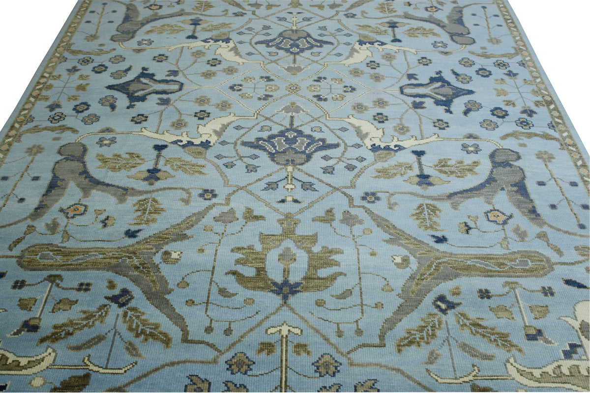 Oushak Ziegler rug corner detail