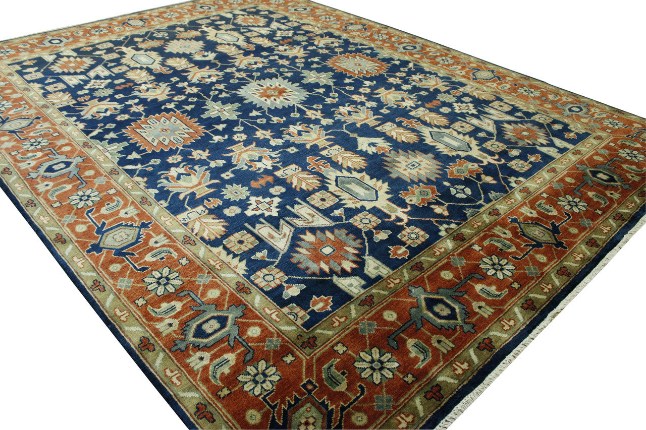 Tribal Heriz rug border detail