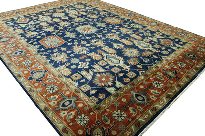 Tribal Heriz rug border detail