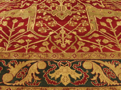 Agra Ziegler rug border detail, green and red