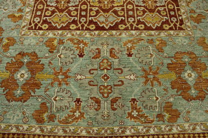 Green & Rust Tribal Vegetable Dye Bamiyan rug in room setting