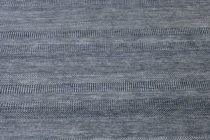 Close-up of wool-silk pile, Blue & Gray rug
