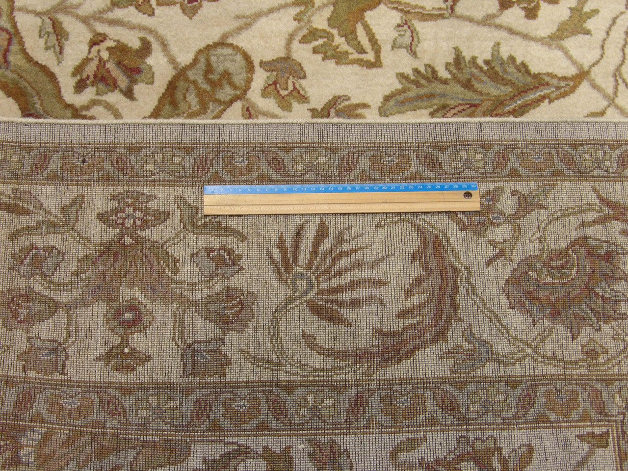 Gold & Beige Fine Kashan Tie Dye rug in room setting