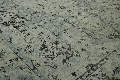 Blue 9'1" x 14'5" Transitional Grass Design Hand knotted Wool Rug - Sku: w2069