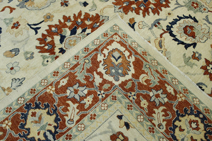 Tribal Fine Sherapi hand-knotted wool rug in Blue & Beige, full view