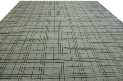 Back of Modern Small Block Design hand-knotted rug