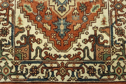 Tribal Indo Heriz rug corner detail