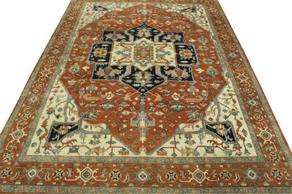 Back of Tribal Heriz hand-knotted rug