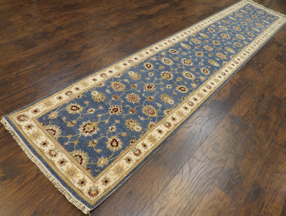 Kashan Oushak / Peshawar hand-knotted wool runner in Blue, 2'8" x 13'7", SKU W1158