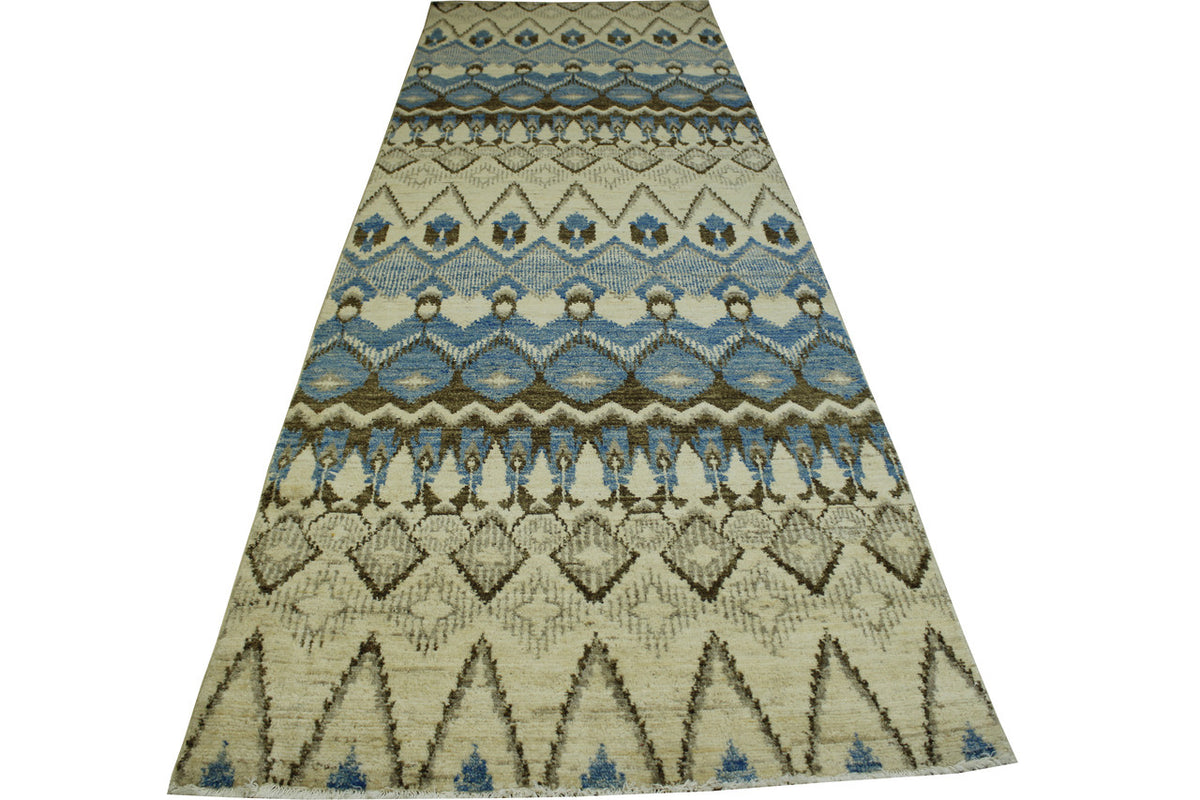 Oushak Ikat Chobi rug border detail
