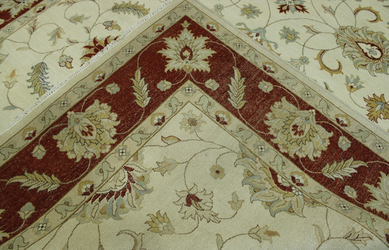 Beige & Rust Traditional Agra Ziegler Chobi rug in room setting