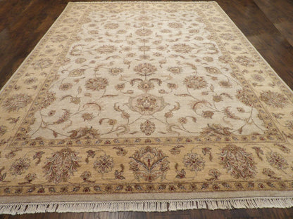 Back of hand-knotted Agra Ziegler rug showing knot construction