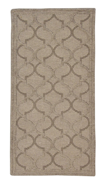 Modern Gemotrical Design hand-knotted wool rug in Beige, full view