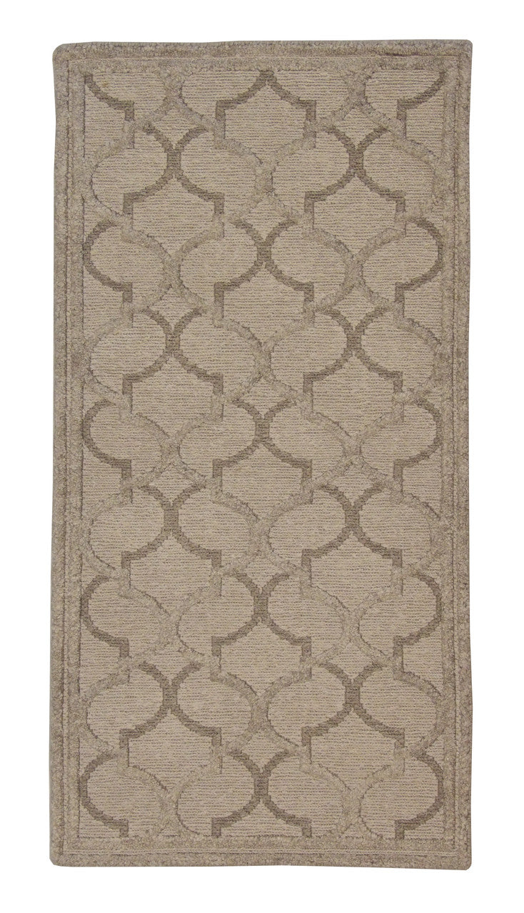 Modern Gemotrical Design hand-knotted wool rug in Beige, full view