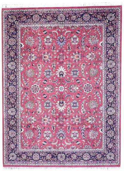 Fine Persian Kashan hand-knotted wool rug in Blue & Red, full view