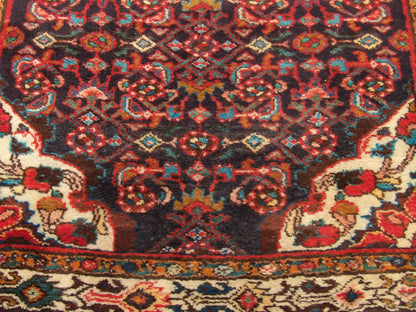 Antique Persian Hamadan rug border detail