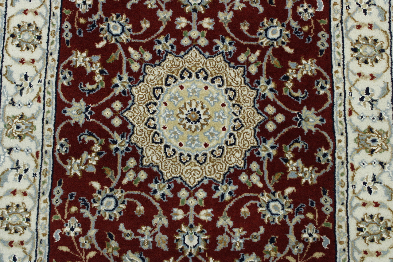 Traditional Fine Nain rug corner detail