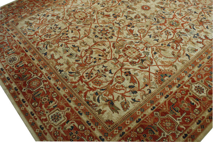 Traditional Antique Chobi hand-knotted wool rug in Beige, full view