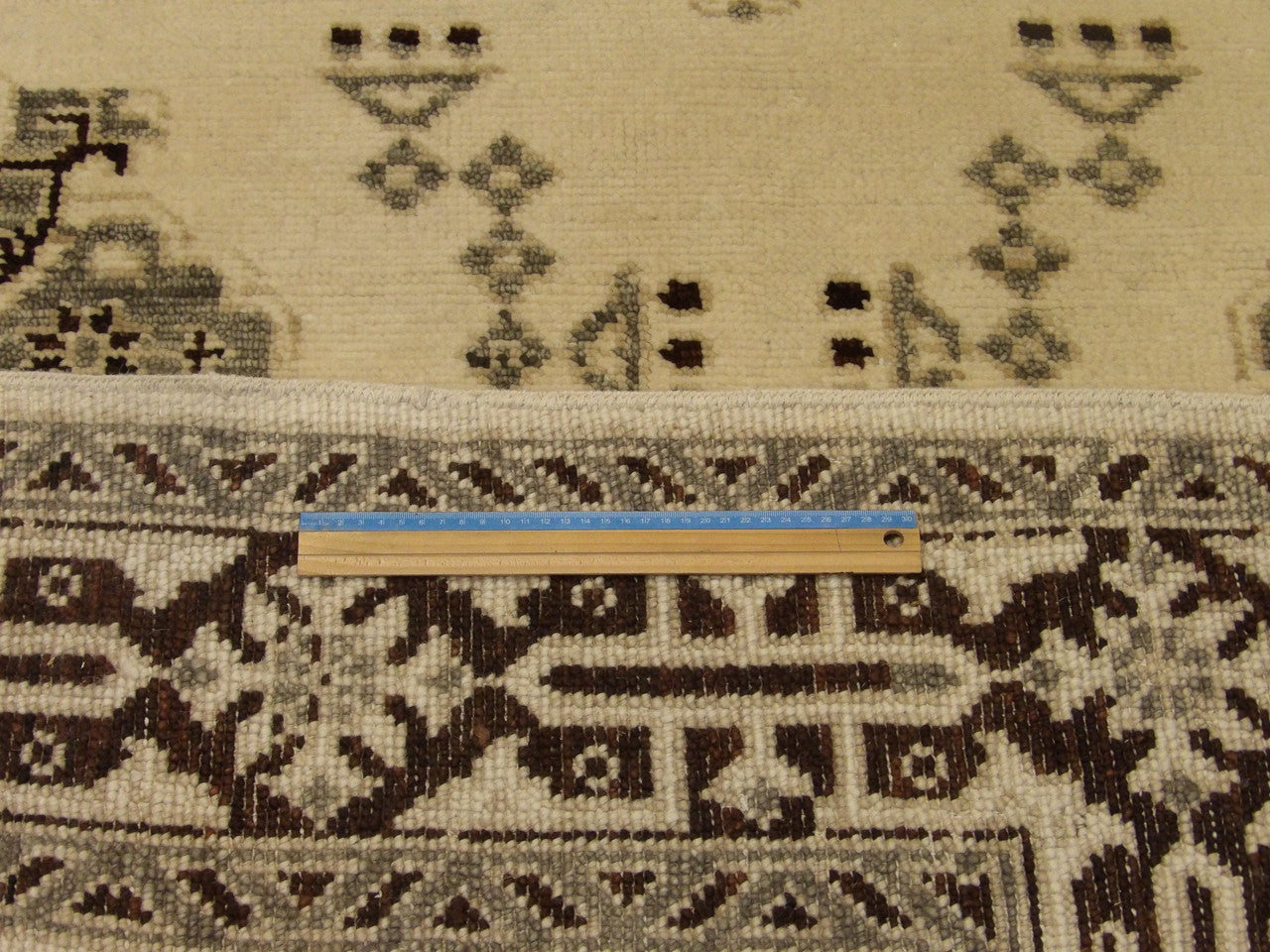 Brown & Beige Tribal Fine Heriz Natural Dye rug in room setting