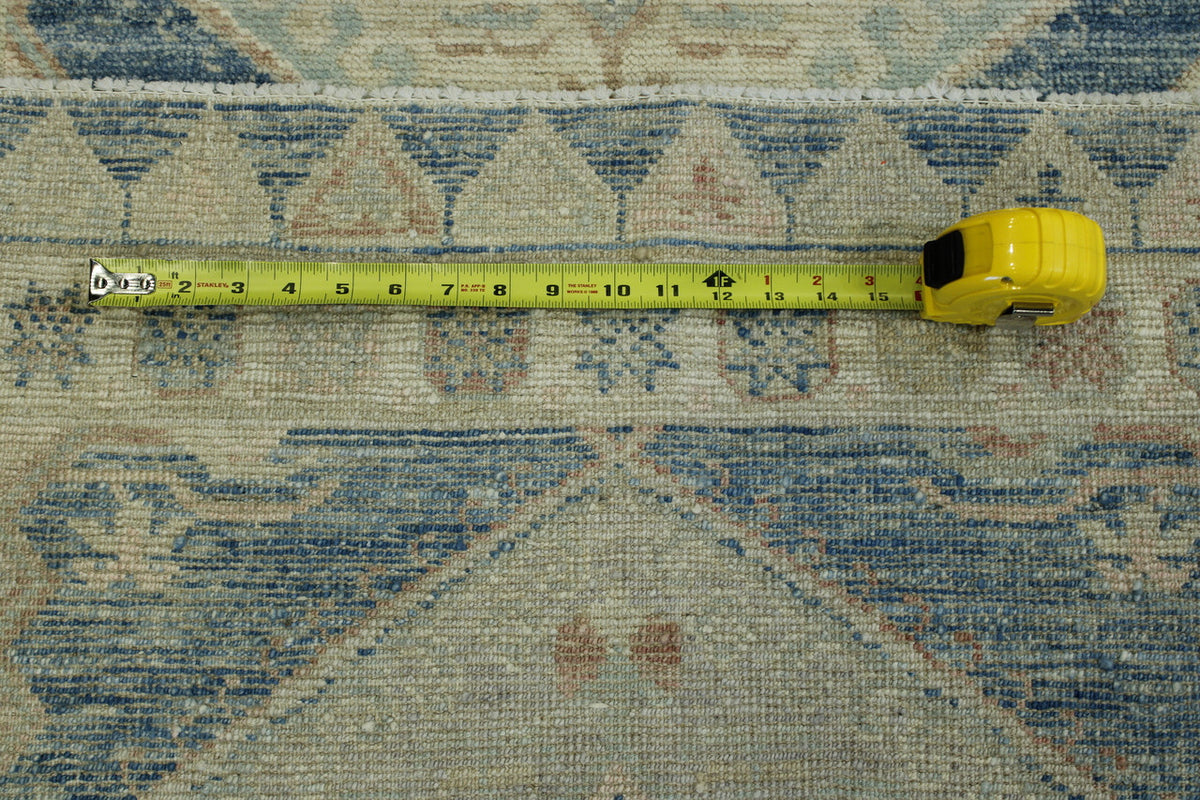 Oushak Wash Chobi hand-knotted wool rug in Blue, full view