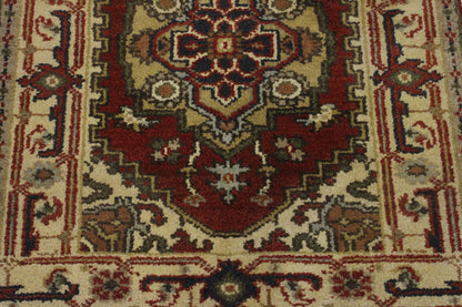 Tribal Indo Heriz rug border detail
