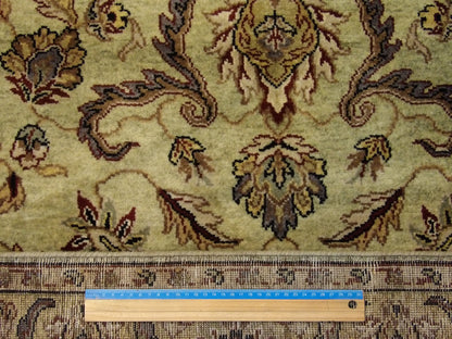 Gold & Green Fine Persian Kashan Tie Dye rug in room setting
