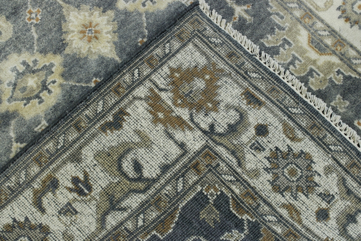 Oushak Ziegler hand-knotted wool rug in Blue & Beige, full view