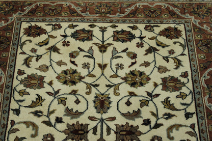 Brown & Beige Traditional Indo Mahal rug in room setting